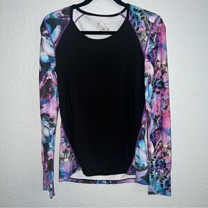 Terramar Sports Womens Stretch Scoop Neck Long Sleeve Hottotties Top Black